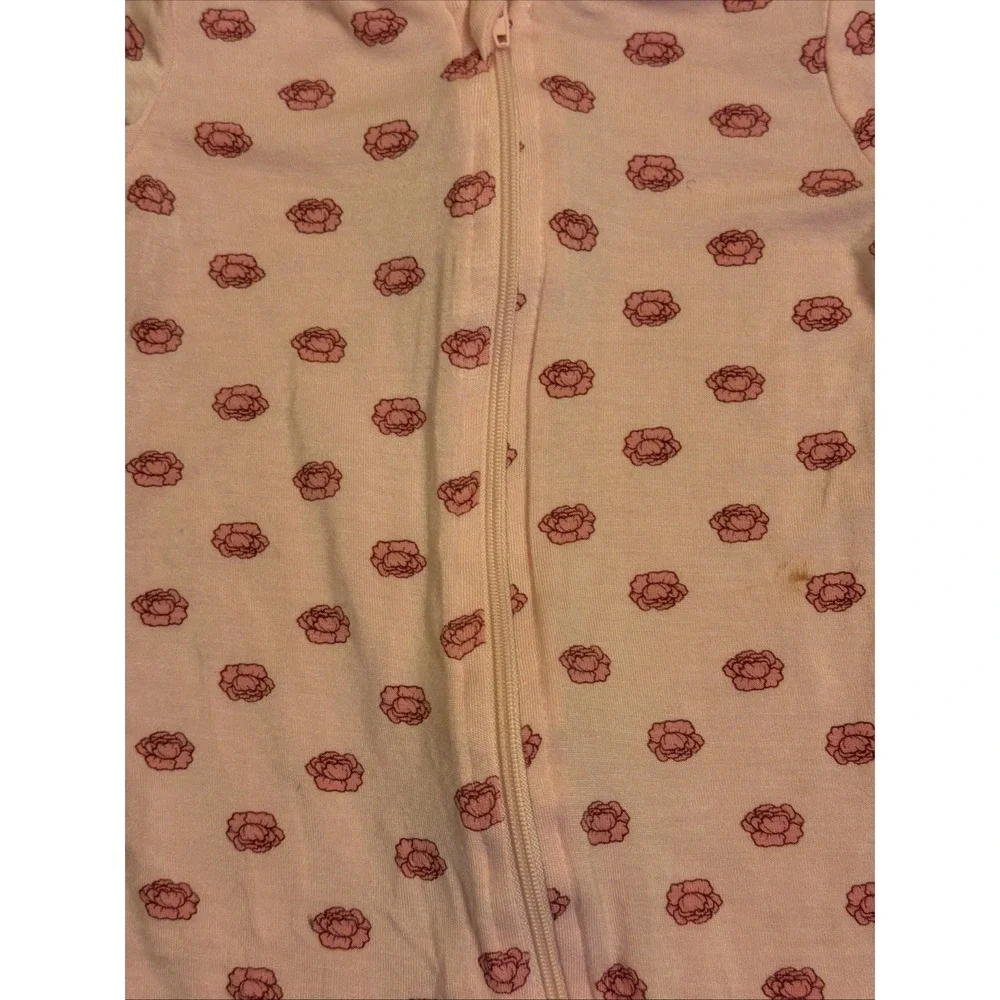 Milkberry Baby Girls 12 Months Pink Cabbage Footed Sleeper Pajamas VGC